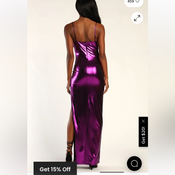 Glow For Me Purple Metallic Cowl Neck Maxi Dress - Picture 3 of 5